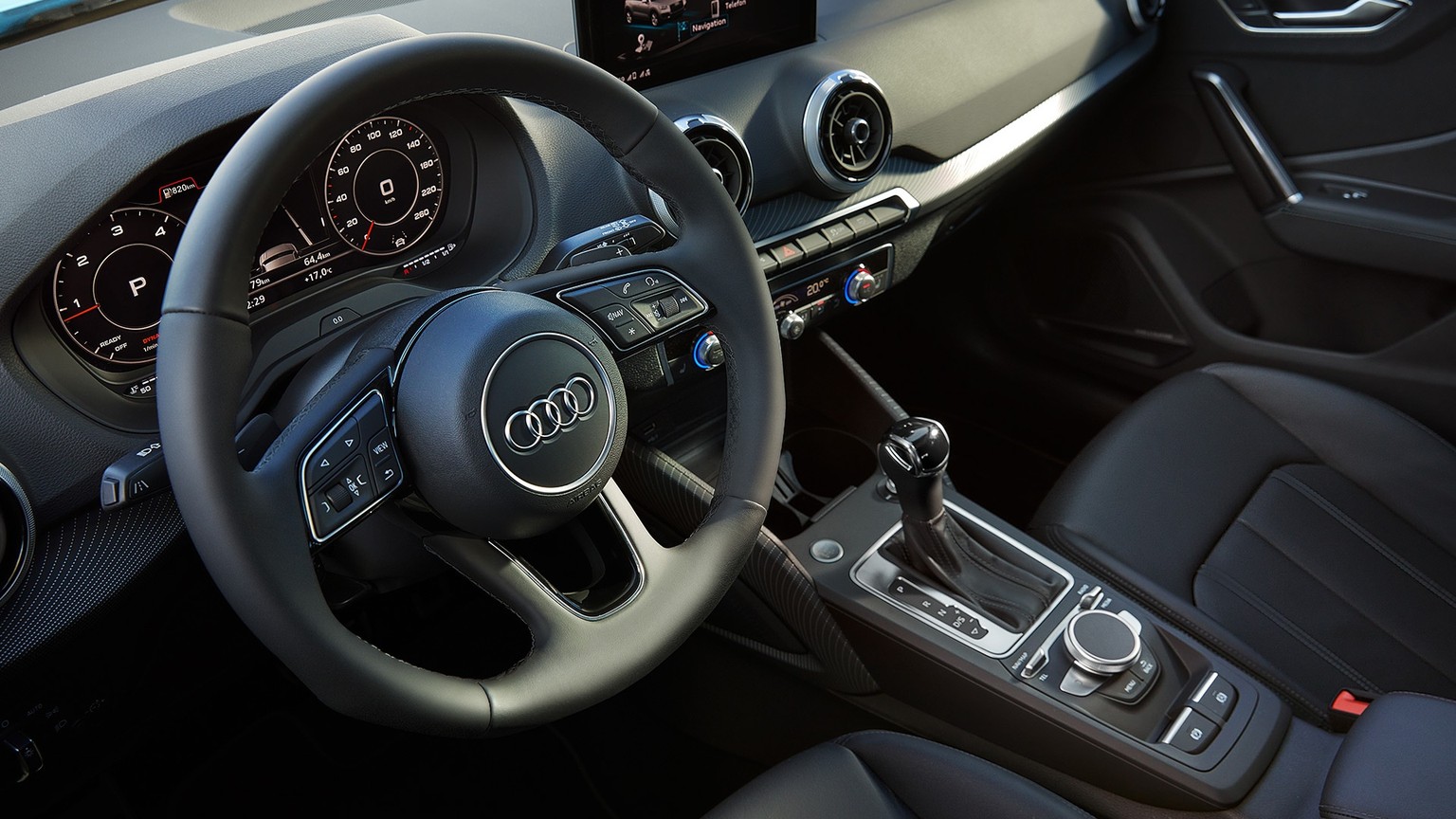 Interior dashboard view of the Audi Q2